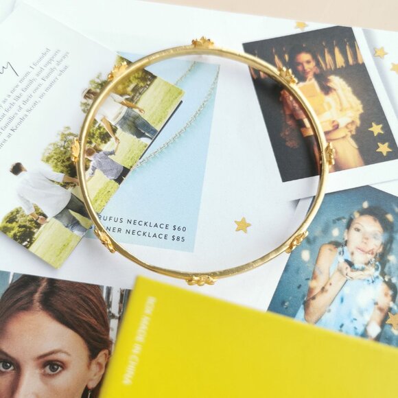 New Julie Vos Floral Bangle Bracelet Size M 24K Gold Plate - Picture 2 of 4